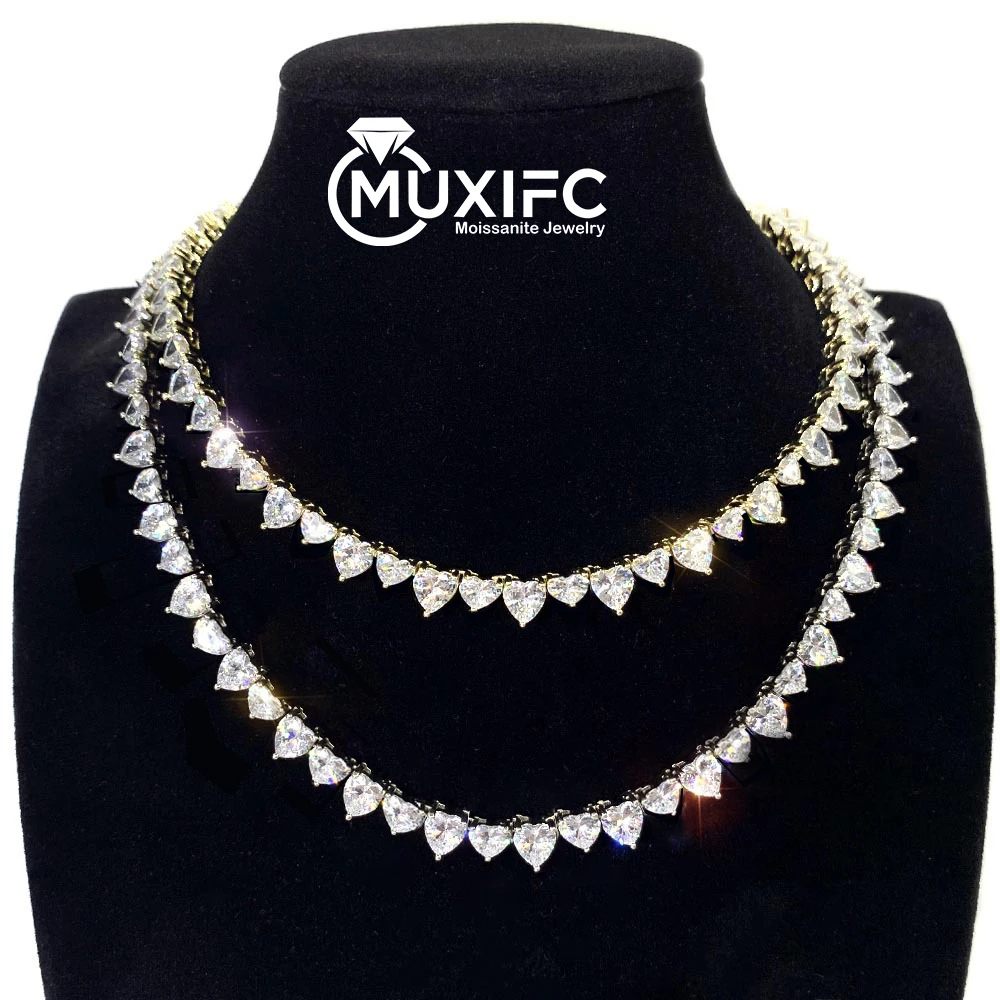 

6.5/5 mm Heart Cut Full Moissanite Tennis Necklace for Women D Color Diamond with Certified S925 Sterling Silver Clavicle Chain
