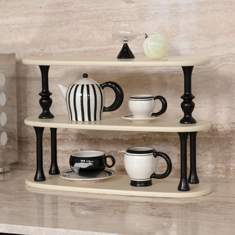 Moreover cup holder water cup mug storage rack creative coffee cup teapot table top solid wood shelf