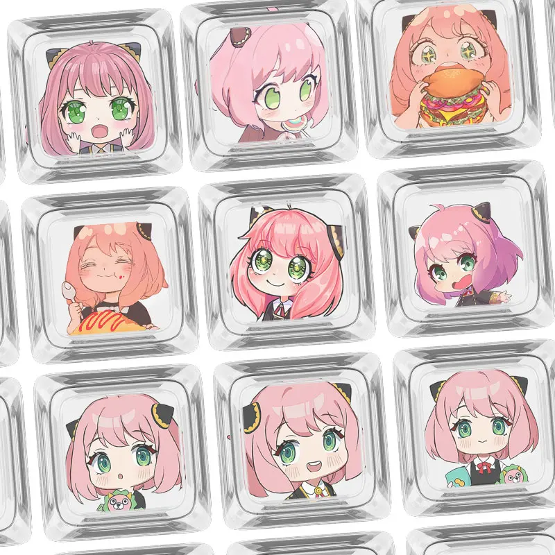 SPYxFAMILY Anya Forger Anime Artisan Point Keycap Original Transparent Custom Cute Cartoon Keycaps for Mechanical Keyboard Gift