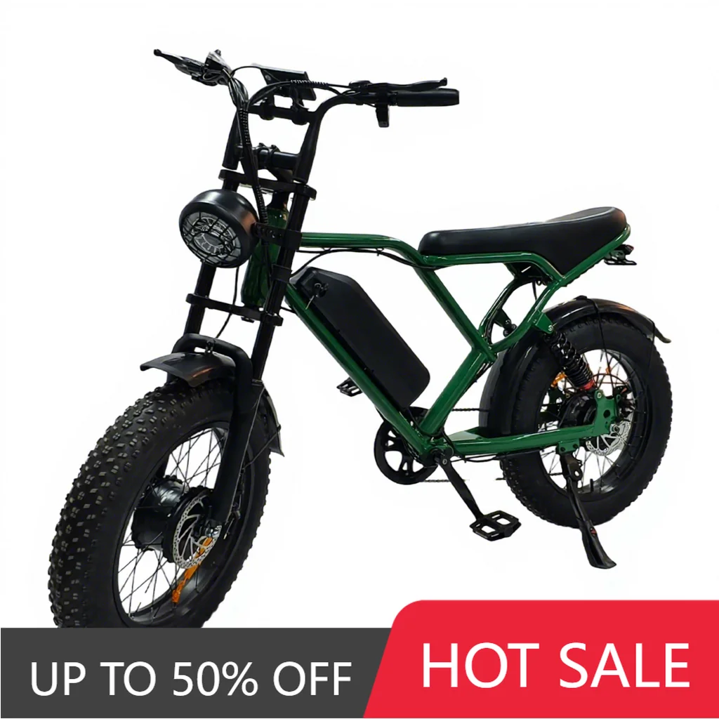 RRE 800W pedal-assisted electric bicycle 20-inch suspension soft seat, off-road capability, integrated 48V battery, rear hub dis