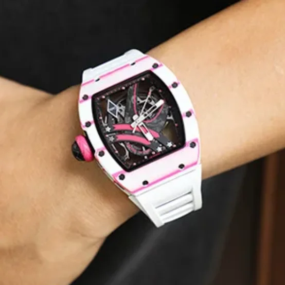 CRONUSART ساعة أوتوماتيكية للرجال 50 مللي متر Tonneau ساعة اليد الميكانيكية ألياف الكربون حافظة مضيئة فلوروروبر حزام الهيكل العظمي الهاتفي #3