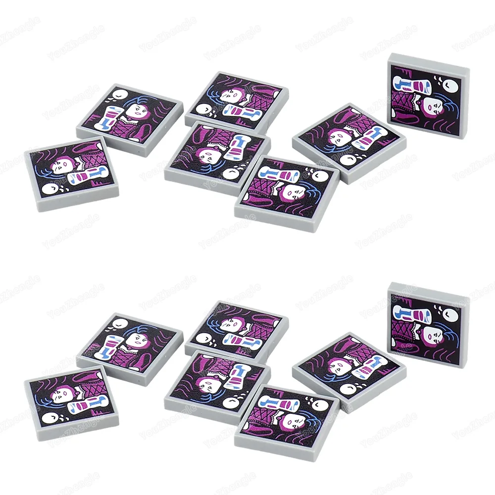 Vampiro lua morcego padrão impresso bloco de construção 2x2 telhas básicas 3068 peças moc figuras retrato equipamentos modelo correspondência brinquedo diy