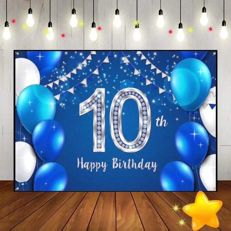 Décors de photographie de joyeux 10e anniversaire, arrière-plan doux, accessoires de nouveau-né, photo rouge, garçon, baptême, fête, fille, gâteau Smash