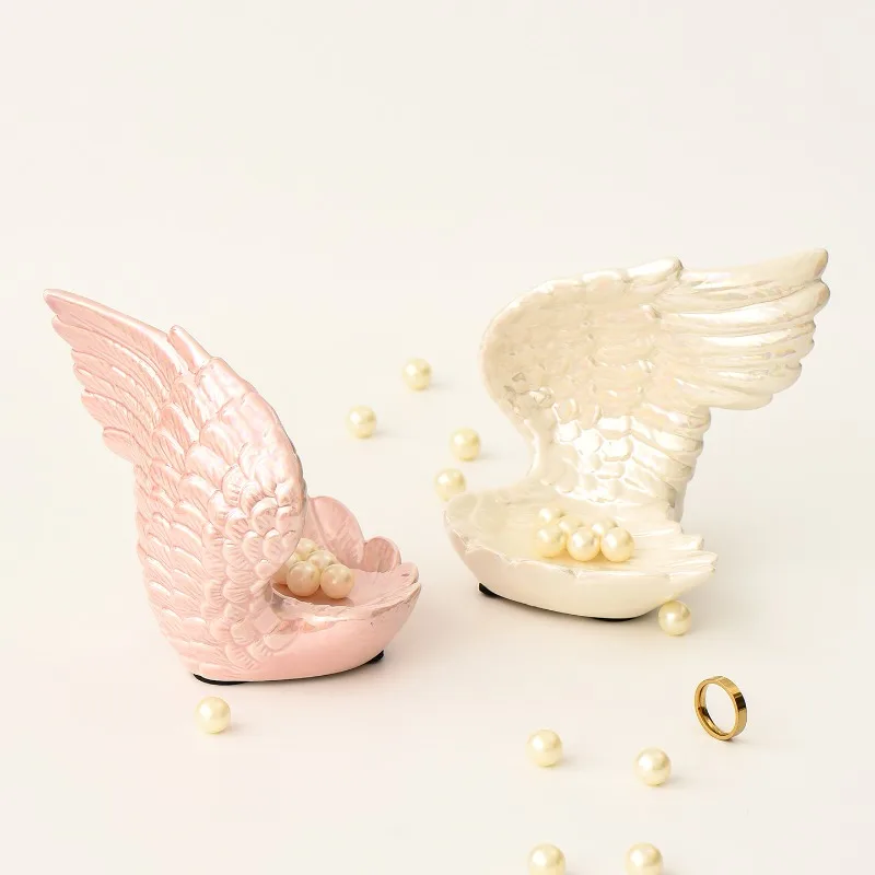 Luxury Feather Ceramic Jewelry Tray - Earring & Ring Storage Dish, Home Decor Desktop Ornament for Daily Organization & Display