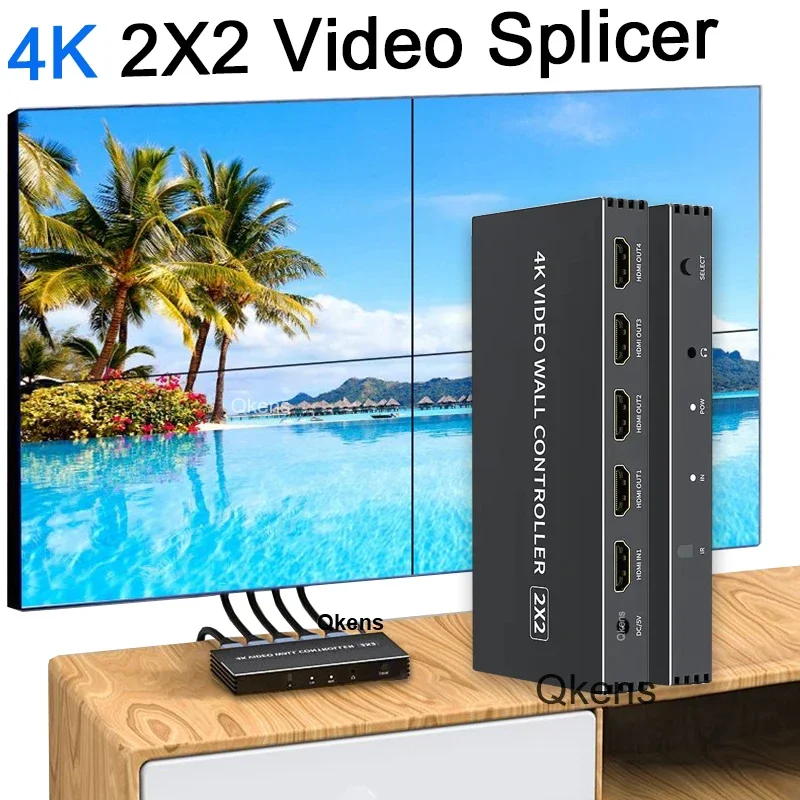 Processador de Video Wall HDMI, Multi Screen Splicing com Áudio, 4K, 2x2, 1080P, 1x2, 1x3, 1x4, 2x1, 3x1, TV Splicer, 180 ° Rotação