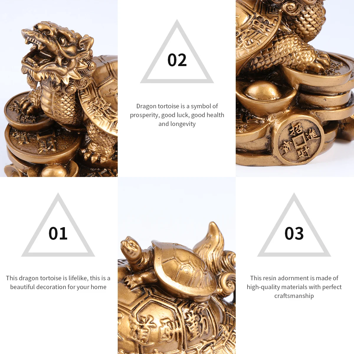 

1Pcs Resin Dragon Turtle Statue Bright Colors Superb Craftsmanship Living Room Bedroom Dining Room Study Dragon Turtle Ornament