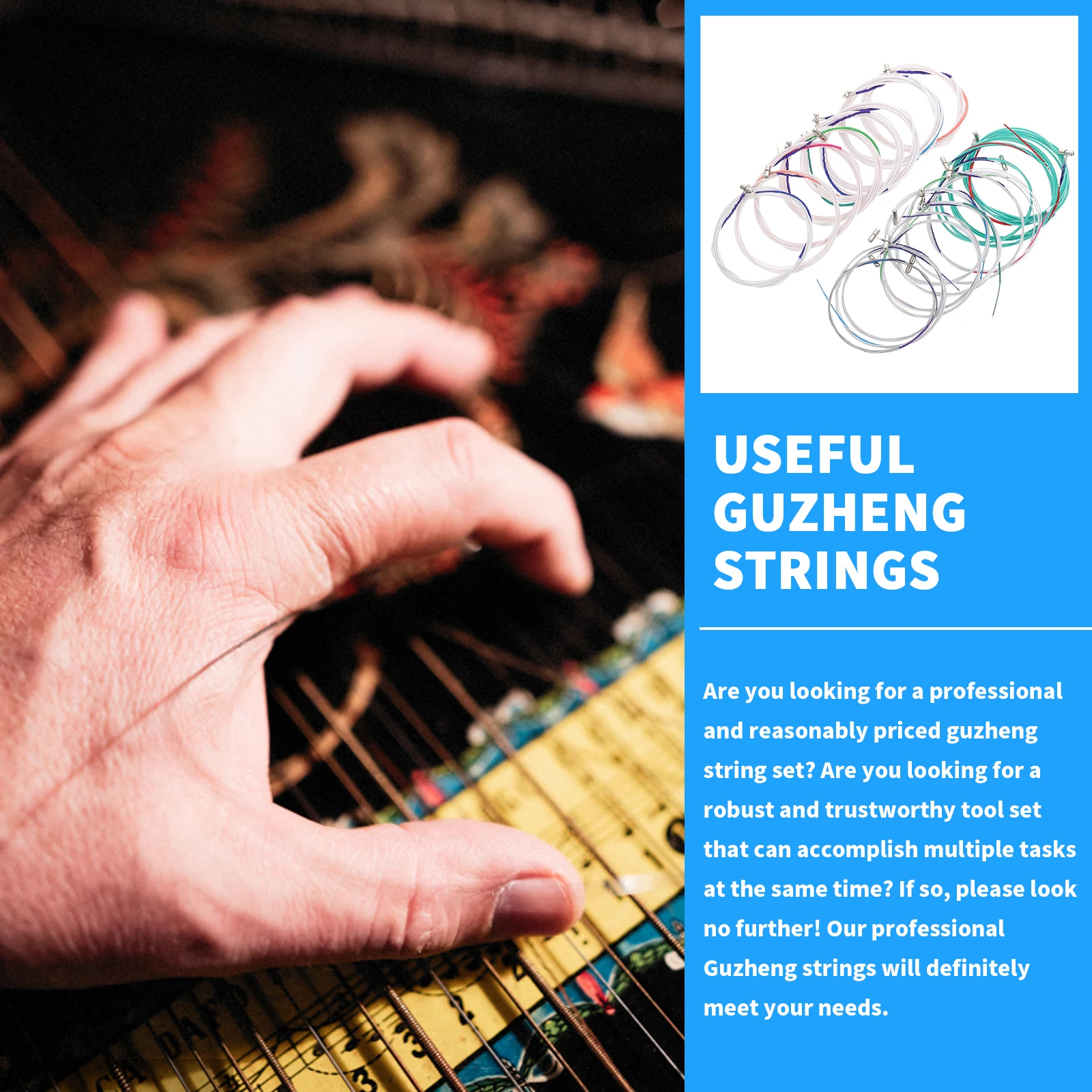 

21 Guzheng Strings Instrument Accessories Steel Core Nylon Wound Standard 1 21 Strings Suite Durable Practical Sound Quality