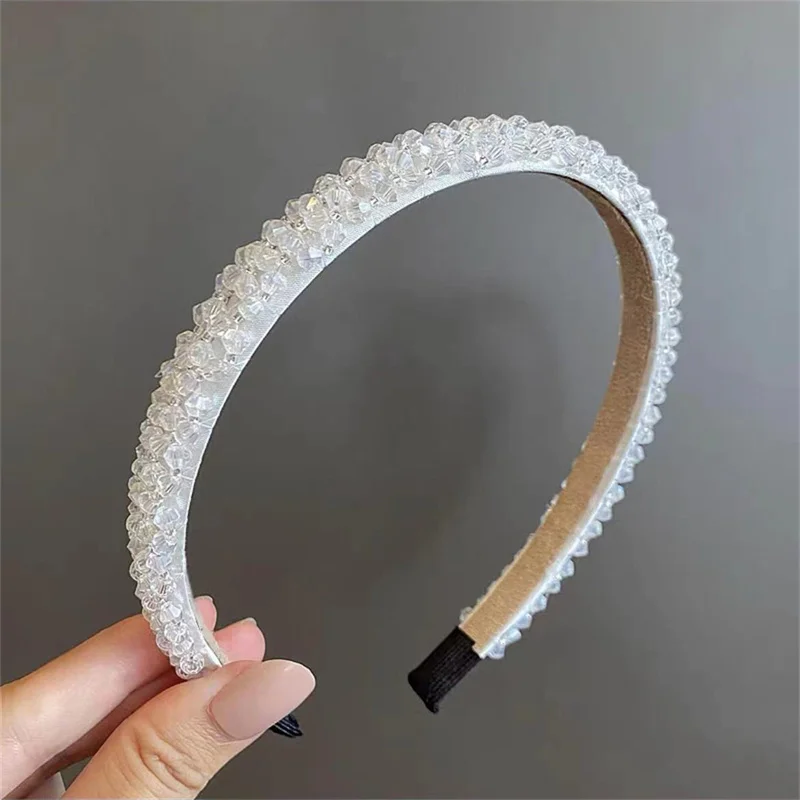 Fashion Women Crystal Headband Beaded Metal Flower Hairband Jewelry Female Rhinestone Pearl Headwear Hair Hoop Hair Accessories