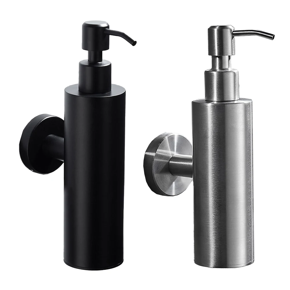 

Convenient Soap Dispenser Wall Mounted Dispenser Bathroom Black And Silver Options Large Capacity Modern Bathroom Decor