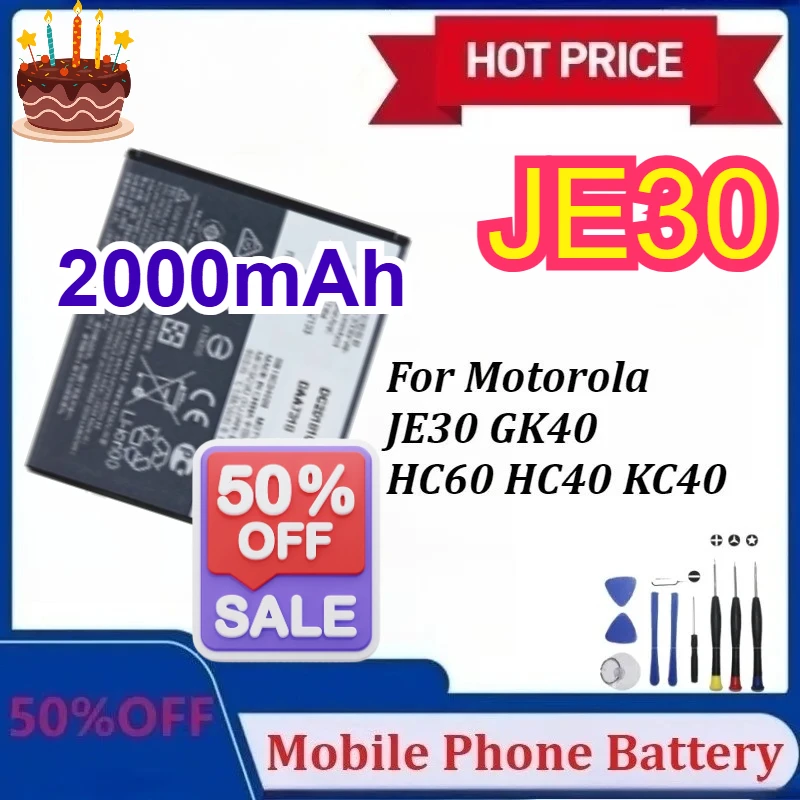 

2000mAh JE30 High-Capacity Battery for Motorola Moto E5 Play Go Edition Mobile Phone Batteries with tool