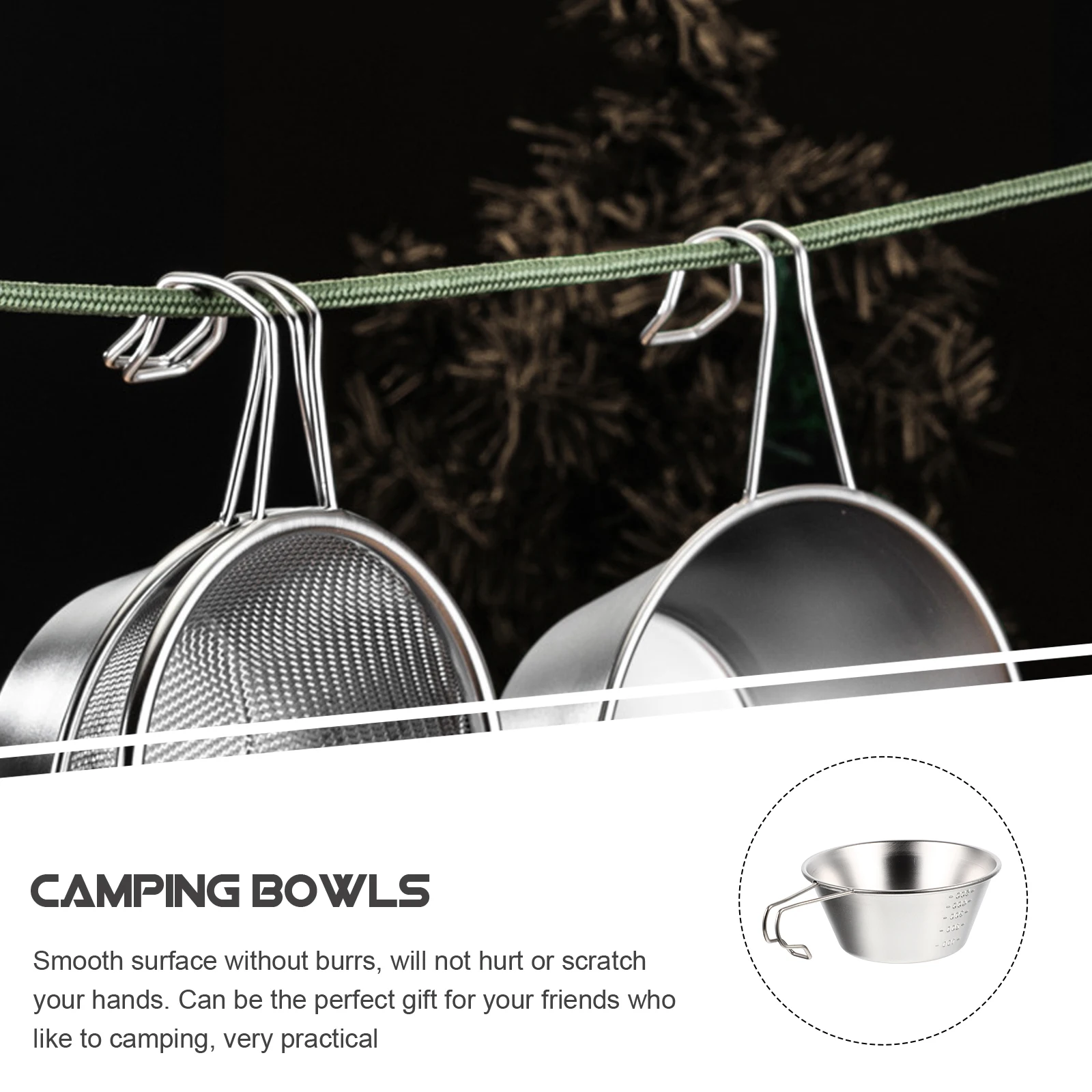 

3Pcs Stainless Steel Camping Bowls Portable Lightweight Outdoor Water Cup Multi-Function Food Bowl for Picnic Camping Supply