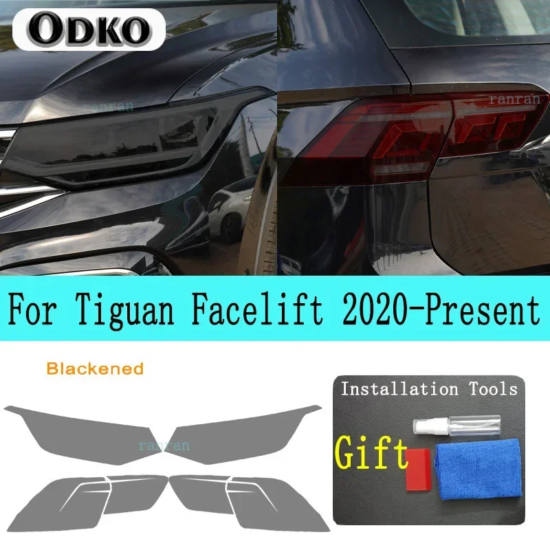 Car Headlight Tint Smoked Black Protective Film TPU Stickers For Tiguan Facelift 2020-Present Accessories Anti-Scratch Repair