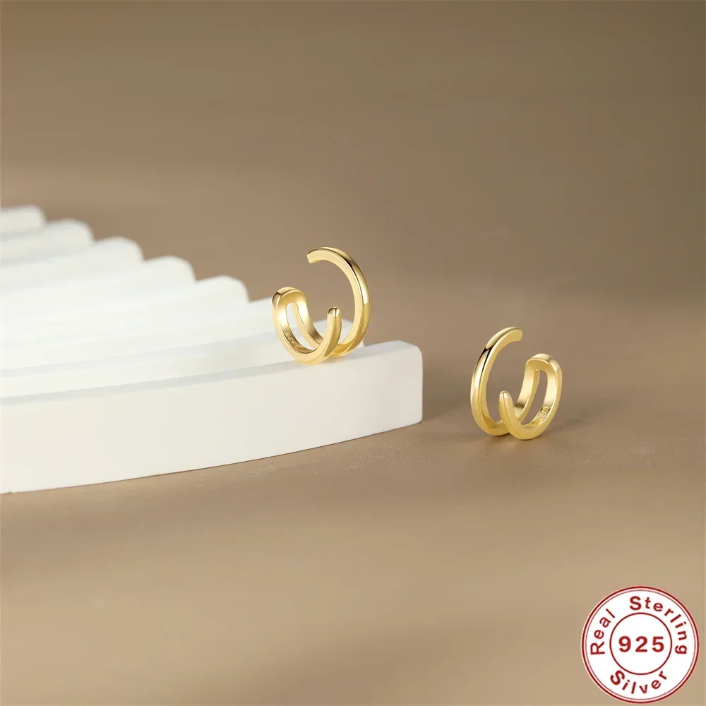 

VAL 1 пара стерлингового серебра 925 пробы, гладкий дизайн, серьги-клипсы, штабелируемые серьги-манжеты для женщин и девочек, вечерние ювелирные изделия, рождественские подарки