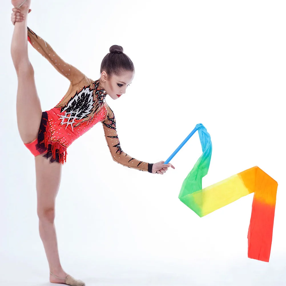 

2 Pcs 's Gymnastics Ribbons Dancer Wand with Rod Portable Pvc Dancing Twirling Fitness
