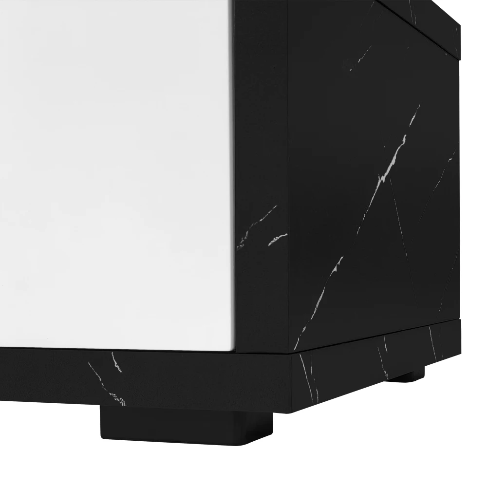 Moderner TV-Schrank mit variabler Länge (140–260 cm), drehbarer Funktion, weißes Hochglanz-Matt-Finish und goldenen Dekorationen – Detail 16