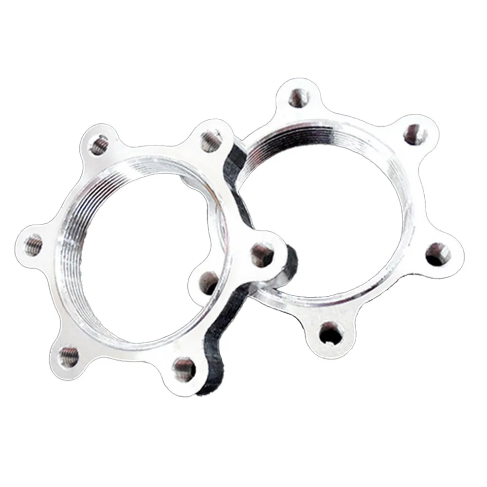 2pcs Bike Bicycle Threaded Hubs Disc Brake Aluminum Alloy 44mm Silver Freewheel Threaded Hubs 6Bolt  Adapter Bicycle Accesseries