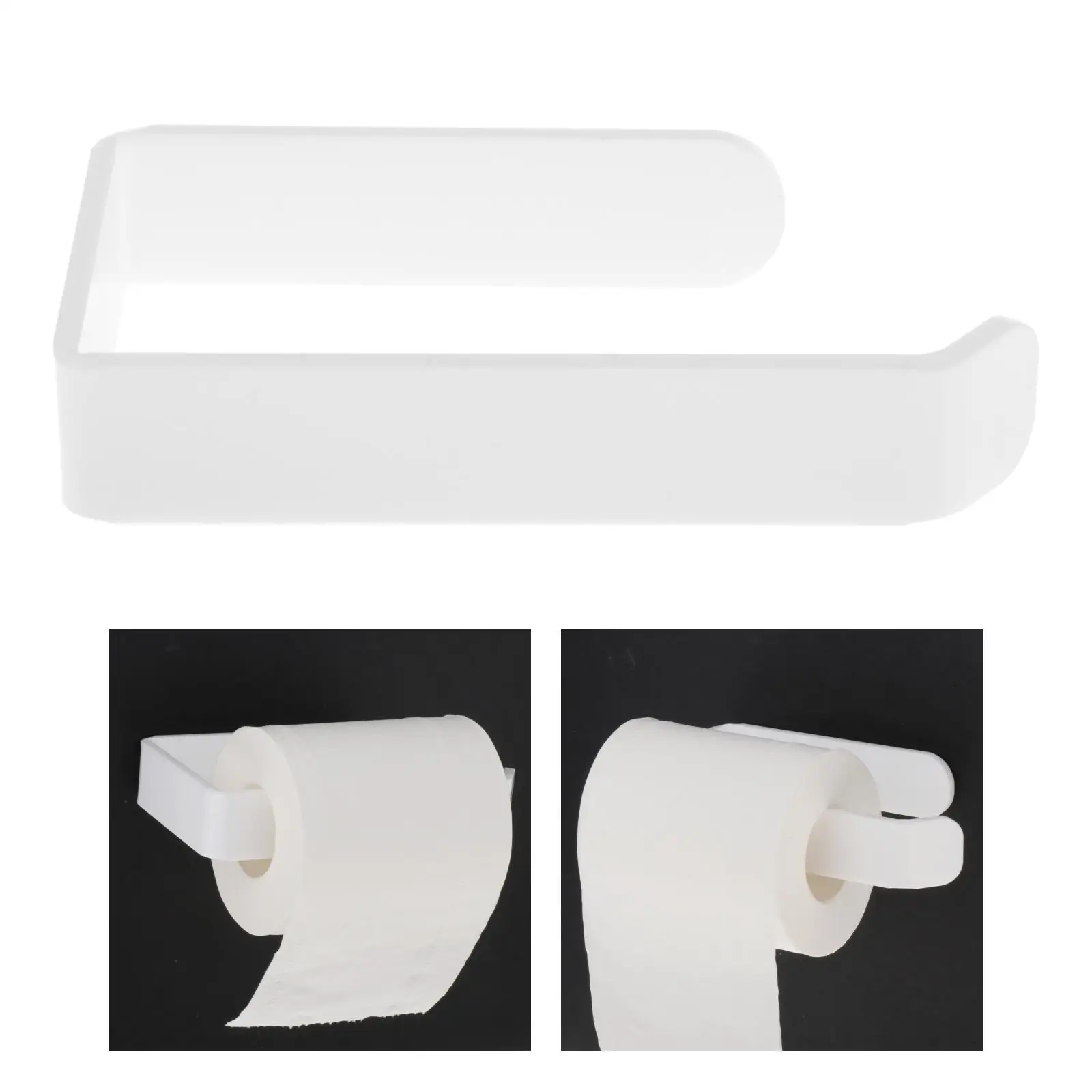 Wall Mount Paper Holder, White Acrylic Toilet Tissue Roll Holders Hangers, for Bathroom Kitchen, Easy to Install, for Wall Tile