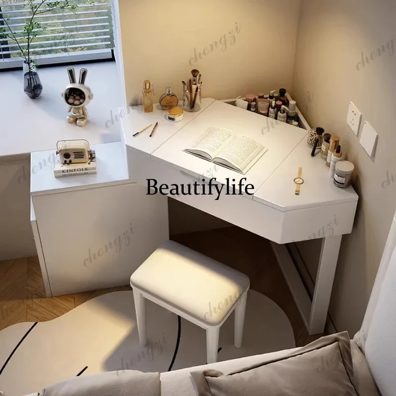 Organizador de tocador marrón con cajones, organizador estético para dormitorio, tocador moderno que ahorra espacio, mueble para el hogar