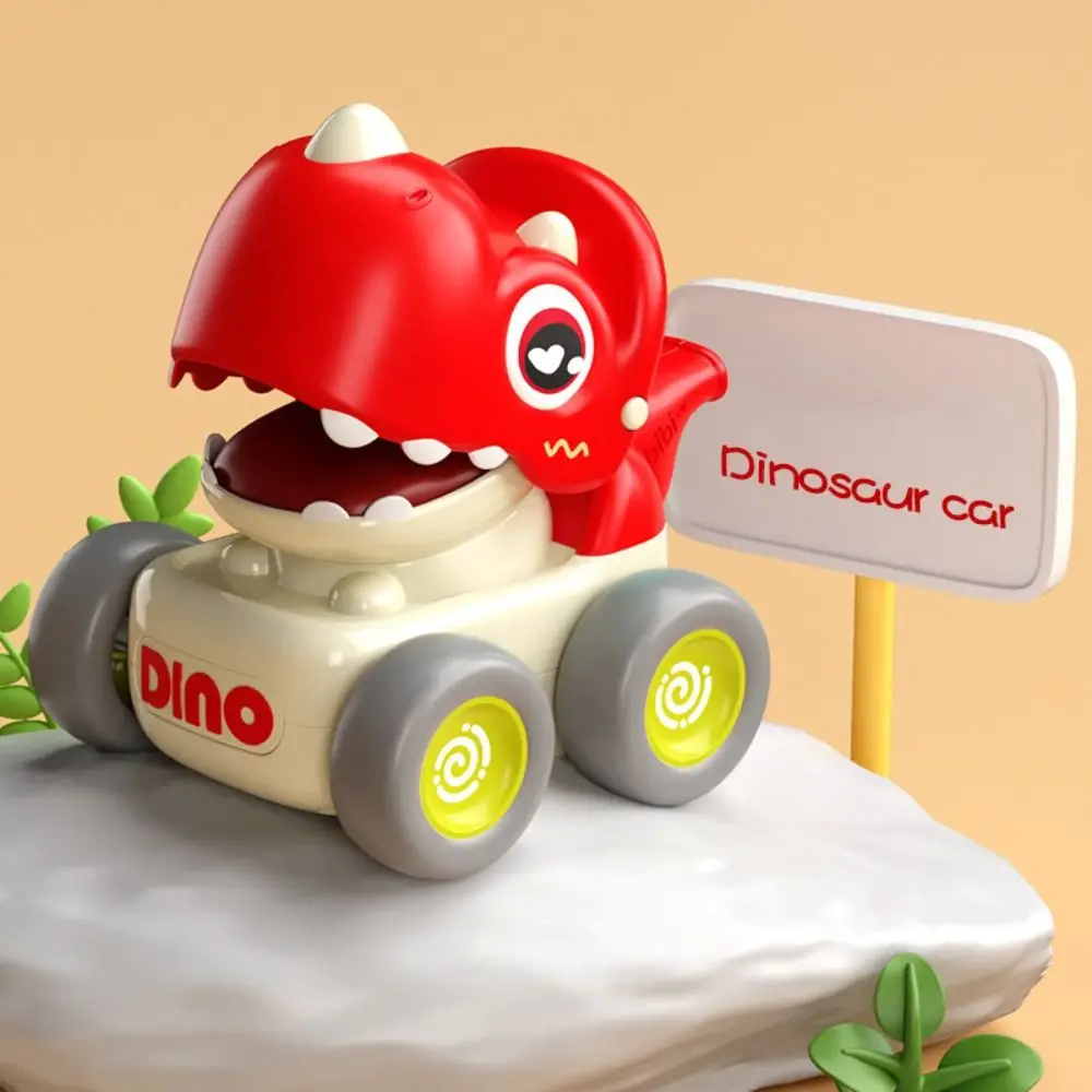 Coche de juguete de dinosaurio de dibujos animados, Mini vehículos Press Go, coches de inercia, juguetes para gatear de educación temprana Montessori para bebés y niños pequeños