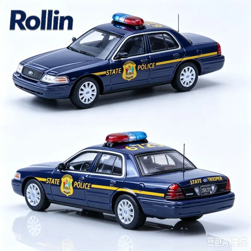 Rollin 1:64 Ford Victoria Delaware State Police CV alloy die-casting car model static ornament, adult collectibles,boys' toys.