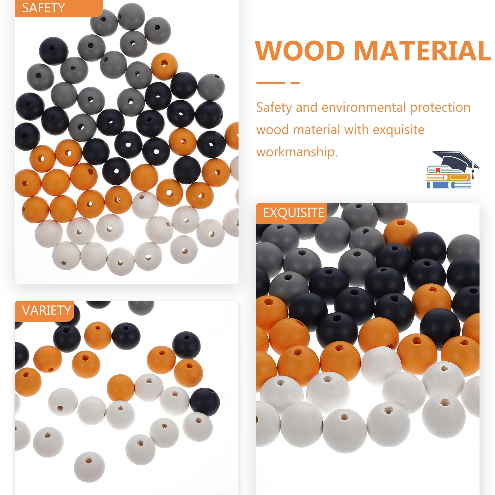 

80 Pcs Wooden Bead Decoration Round Beads Bulk Spacer Colorful Flat Jewelry Wreath Decorative