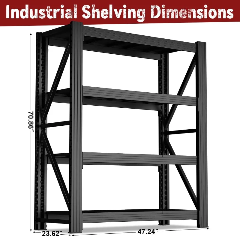 Metal Garage Shelving, 3000 LBS Heavy Duty Storage Rack, 71