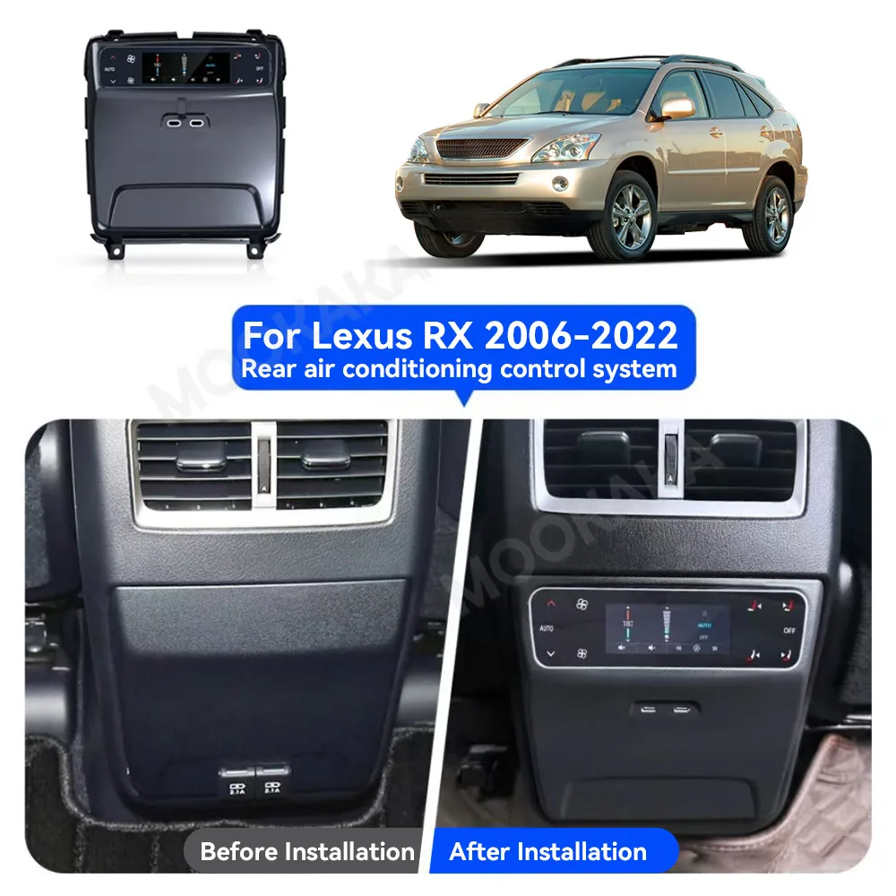 For Lexus RX  2006-2022 Rear AC Display Screen Android LCD Rear Air Conditioning Board Touch Ac Panel Car Knob Screen Control