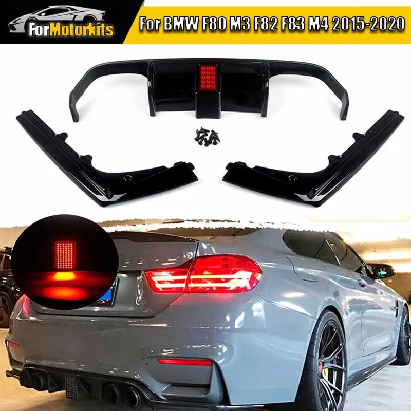 Diffusore inferiore del paraurti posteriore per BMW M3 F80 M4 F82 F83 F80 F82 V Style 2014-2020, splitter laterali posteriori, spoiler, labbro, kit carrozzeria nero lucido