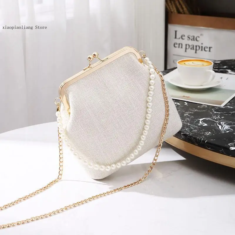 Cheongsam Chinese Ancient Style Crossbody Chain Bag Elegant Hand-Held Single Shoulder Hanfu Mouth Gold Bag