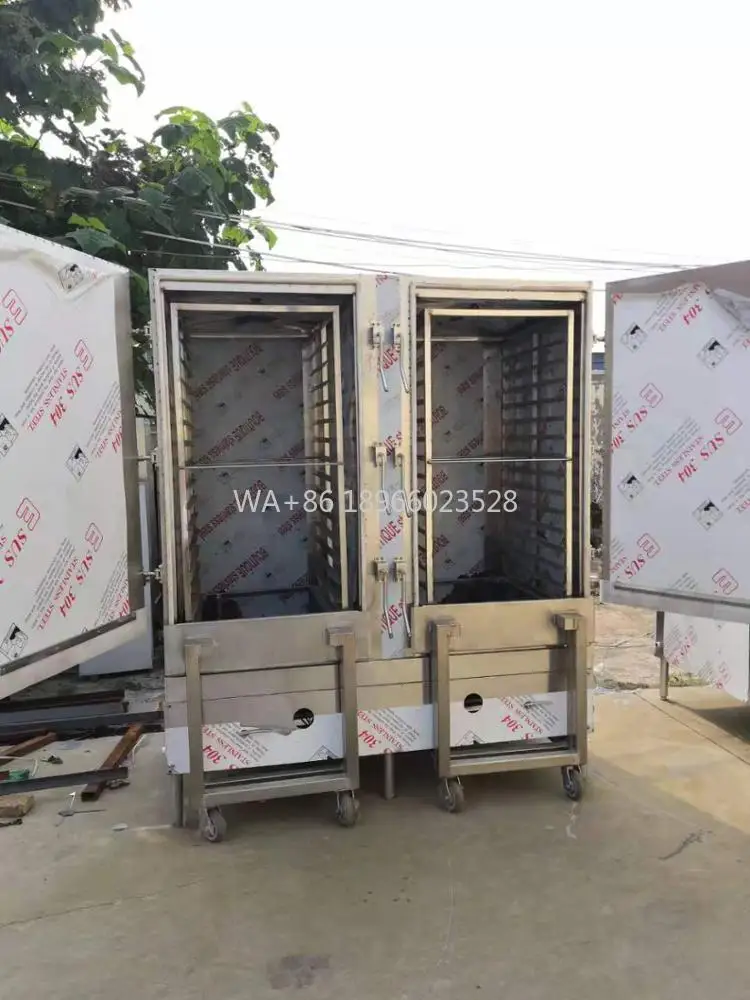 Steel Seafood Rice Steamer Cabinet Industry Electric Food Momo 72trays Steamer/commercial Double Door Stainless