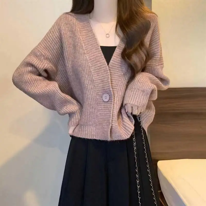 

New Christmas Red Sweater Coat Women's Winter Lazy Style Loose Outwear Thickened Short Knitted Cardigan