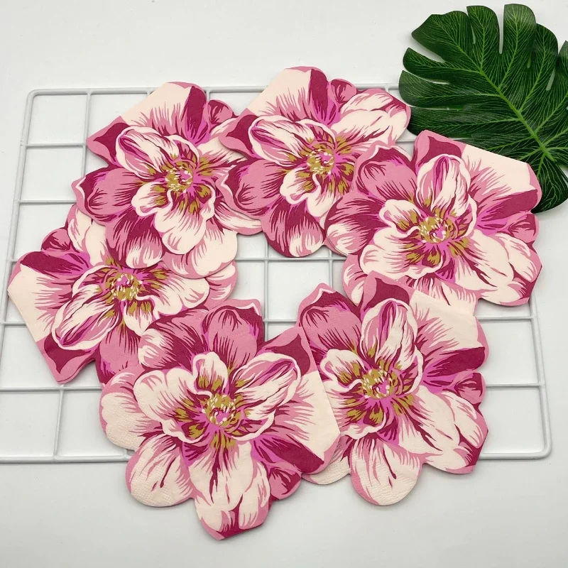 Shaped Cut Edge Three-dimensional Flower Printing Napkin Decorative Paper Mouth Cloth High-end Wedding Folding Facial Tissue