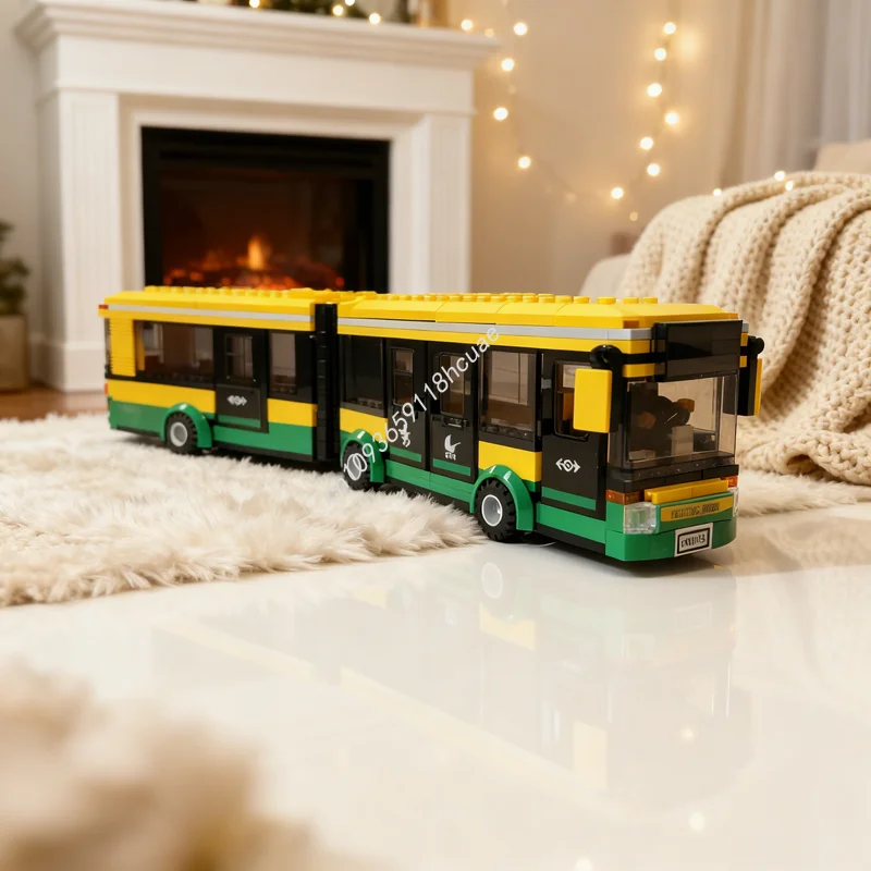 407pcs MOC City Traffic Articulated Bus Model Building Blocks Construction DIY Toys Creative Christmas Gift Education Idea