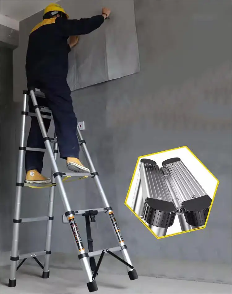 Stainless Steel Ladder 1.4+1.4M Folding Ladder For Home Telescopic Ladder Scaffolding Retractable Ladder Foldable House Ladders