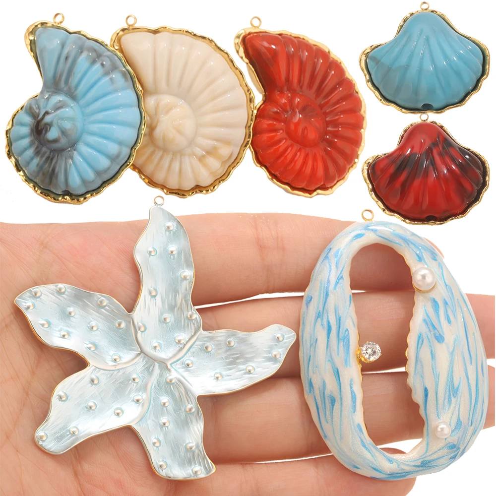 

1pcs Stainless Steel Large Starfish Snail Conch Charms Pendant for DIY Earring Jewelry Key ring Making Supplies Crafts Findings