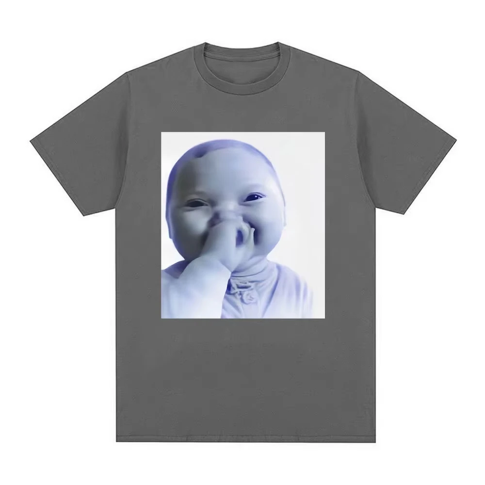Ai Baby Meme Tuff Baby T-shirt Brainrot Baby Laughing Ai Kid Funny Meme T Shirt Gen Alpha Humour Cotton Short Sleeve T Shirts