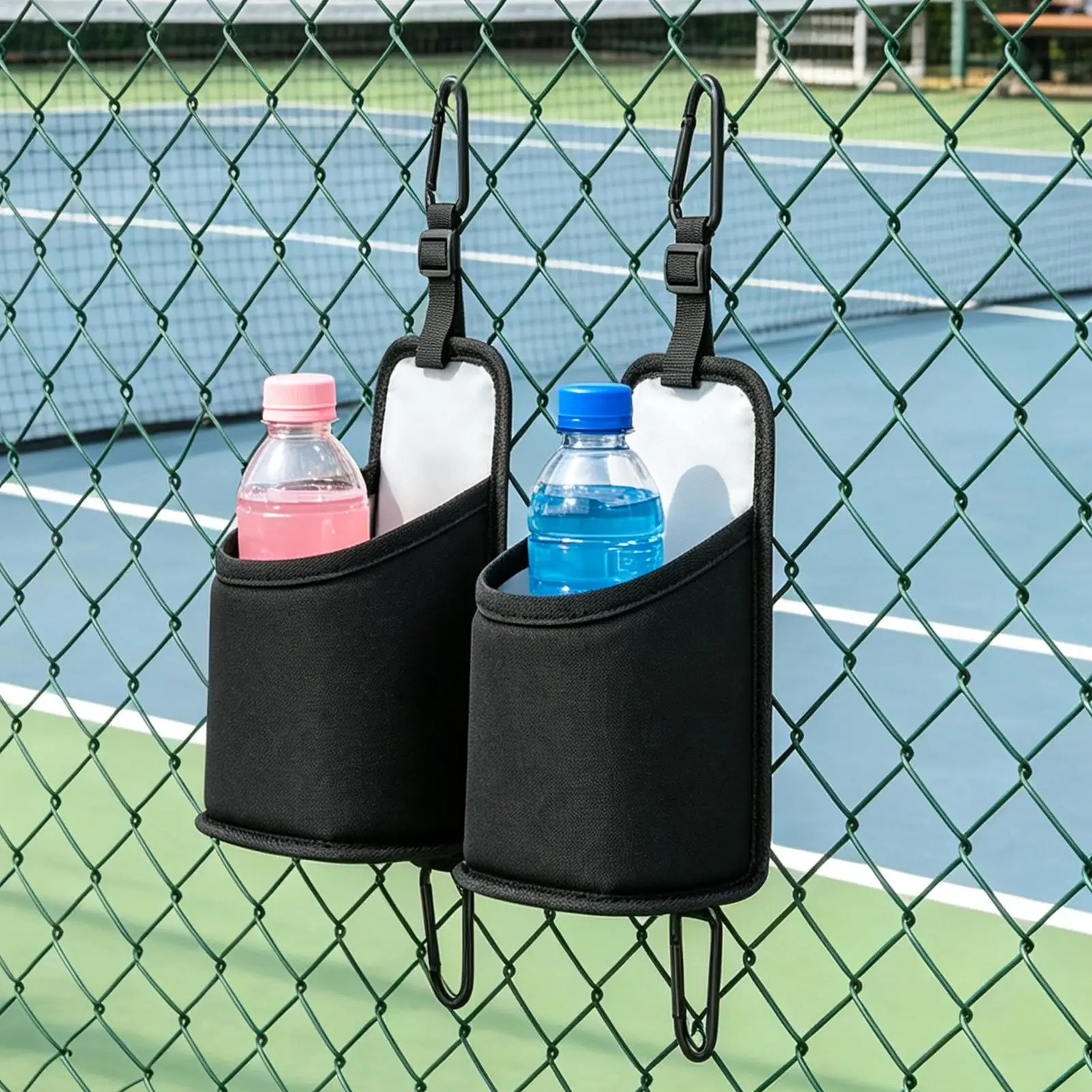 Fence Water Bottle Holder 2pcs Hook Hanger for Chain Link Fence, Reusable Sports Can Cup Rack for Baseball Dugout Stadium Court