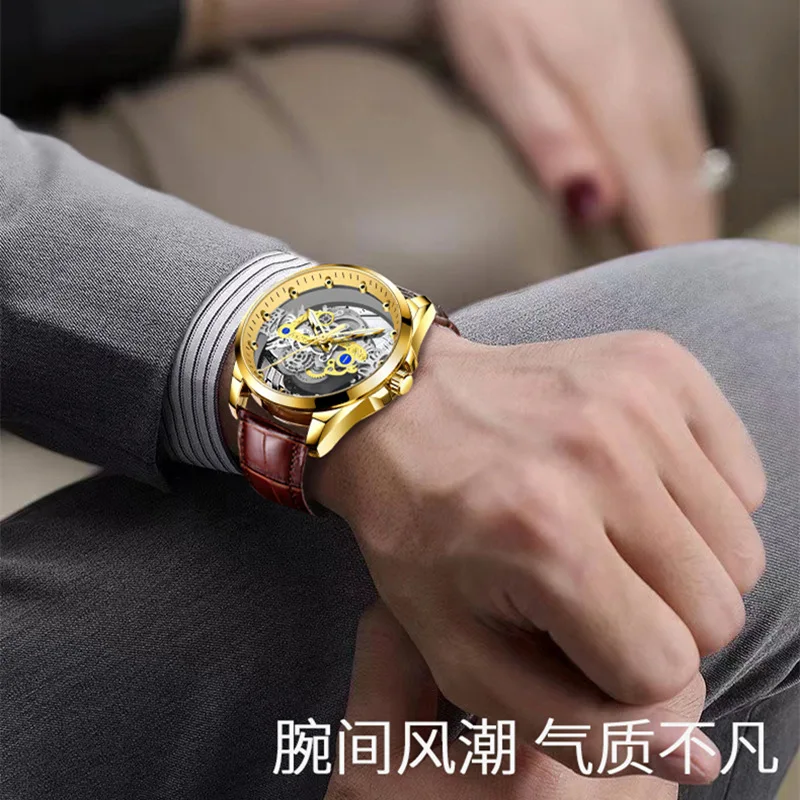 Hollow out See through Automatic Men's Watch Waterproof