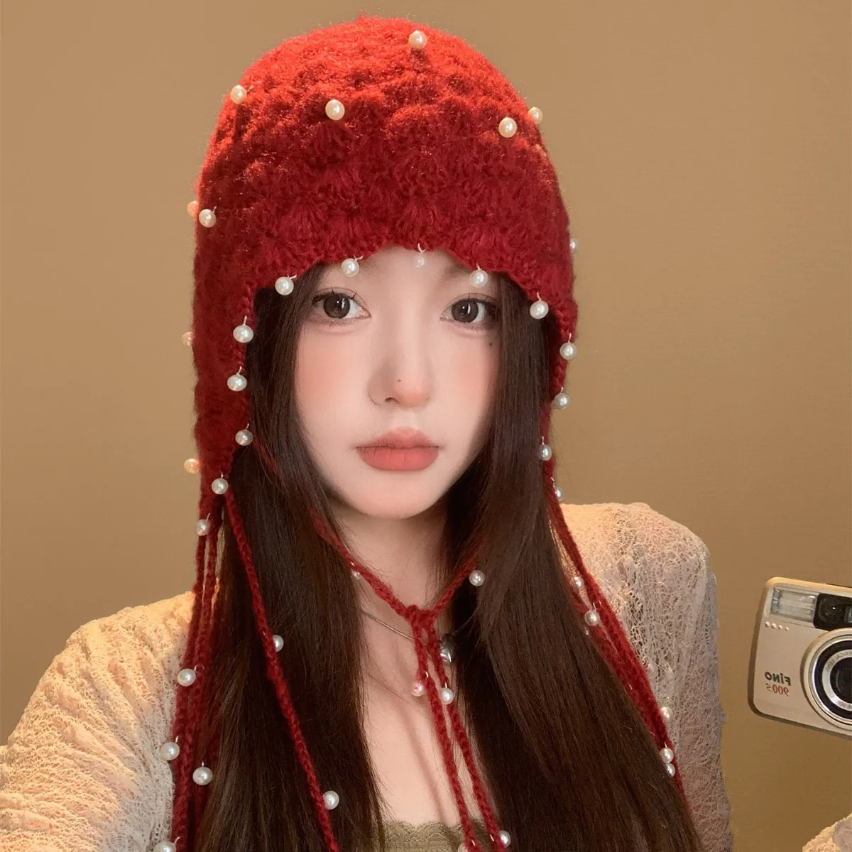 Niche New Cute Knitted Hat Autumn and Winter Men's and Women's Warm Ear Protectors Bomber Hats