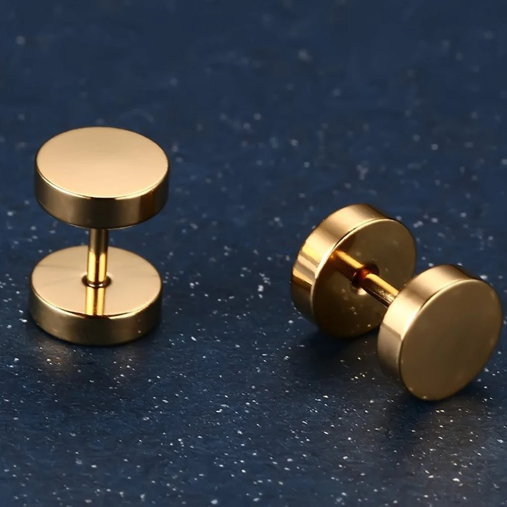 

Men's Earrings Anti-allergic Fashion Jewelry Clip Perforation Dumbbell Golden Man