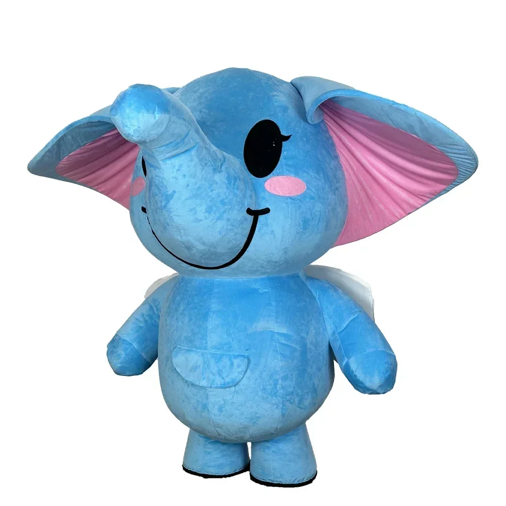 

Inflatable Elephant Blue Dumbo Costume Mascot Adult Cosplay Halloween Carnival Performance Party Props Plush Costume No Battery