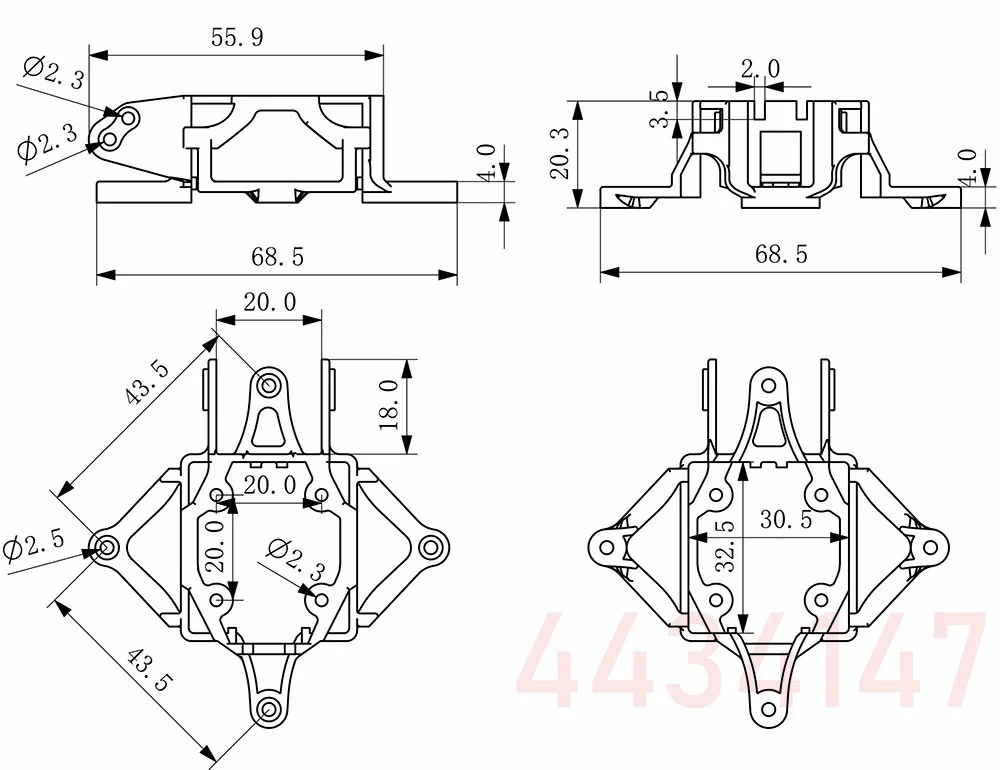 HappyModel Mobula 8 Replacement Parts DJI O3 Camera Mount Bracket PA Materials Suitable for DJI o3 Air unit and Vista module