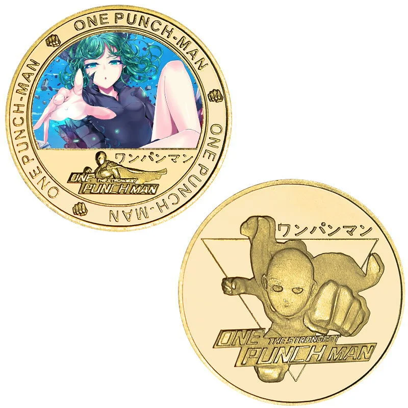 عملات معدنية قابلة للجمع من One Punch Man Saitama للأولاد والبنات معدنية ذهبية اللون ورهيبة تورنادو عملات تذكارية هدايا عيد الميلاد