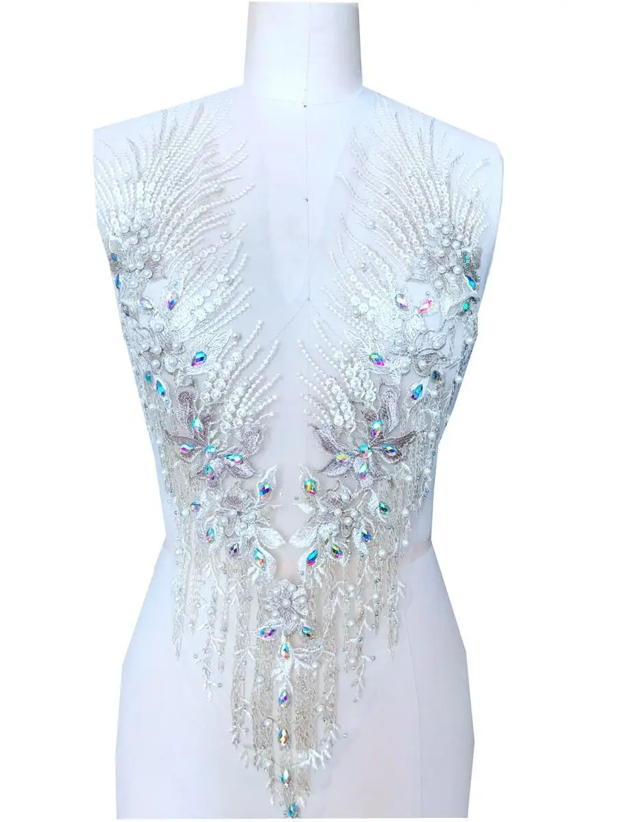 Paillettes de luxe faites à la main, dentelle de décalcomanie diamant chaud, tulle haut, décoration en déclin, matériel de robe de soirée, 10