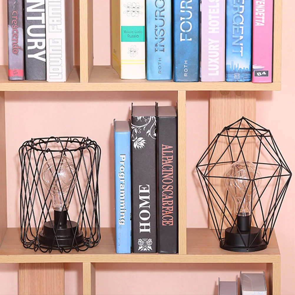 

Iron Lamp Minimalist Hollow Diamond Desktop Night Light Energy Saving Retro Style Loft Apartment Coffee Home