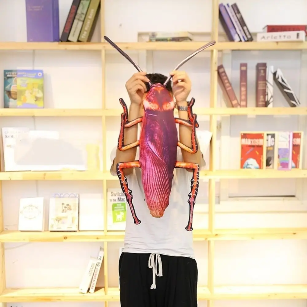 Kids Toy Simulation Cockroach Plush Toy 3D Printed Prank Insect Pillow Weird Stuffed Cockroach Home Decor