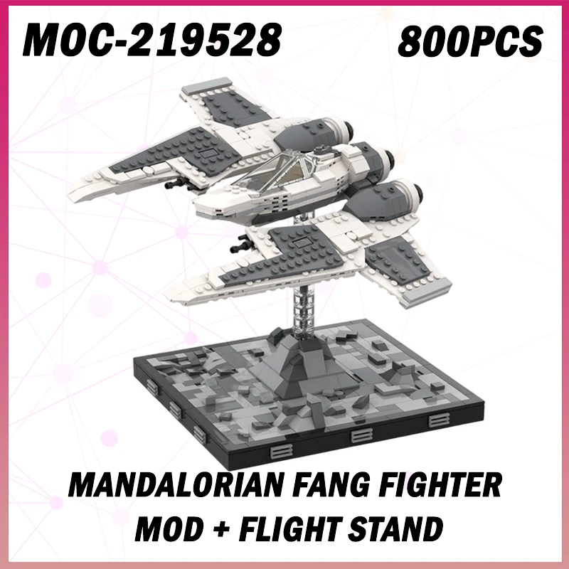 

800 шт. MOC-219528 Fang Fighter MOD + подставка для полета, строительный блок, модель, набор кирпичей, креативные подарки, украшение для рабочего стола, технические мальчики