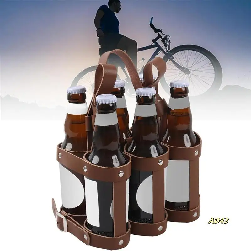 

Bicycle Beer Bottle Holder Leather Drink Holder Outdoor Beer Water Bottle Holder 1 Piece Brown