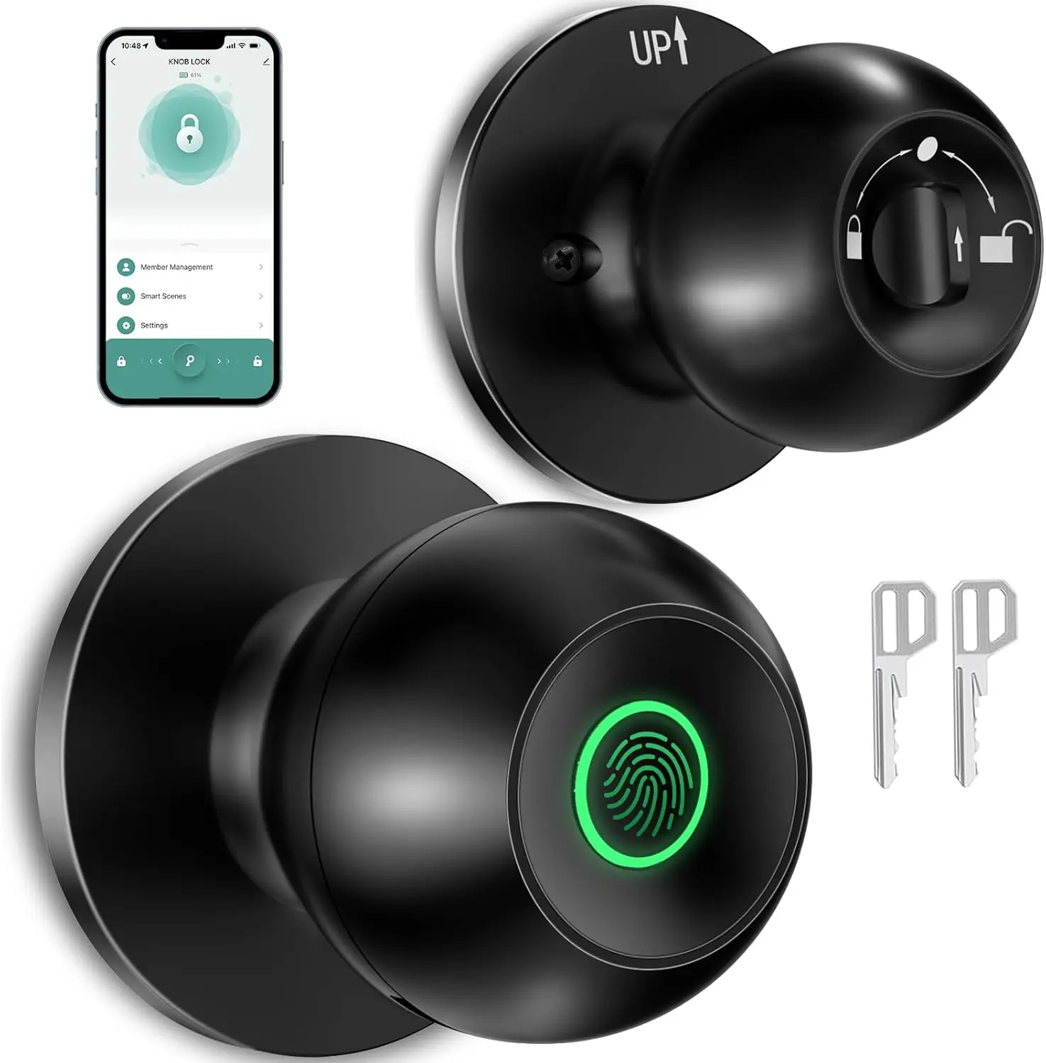 

Fingerprint Door Lock，Smart Knob, Smart Lock Biometric Lock Fingerprint knob with App Control Suitable
