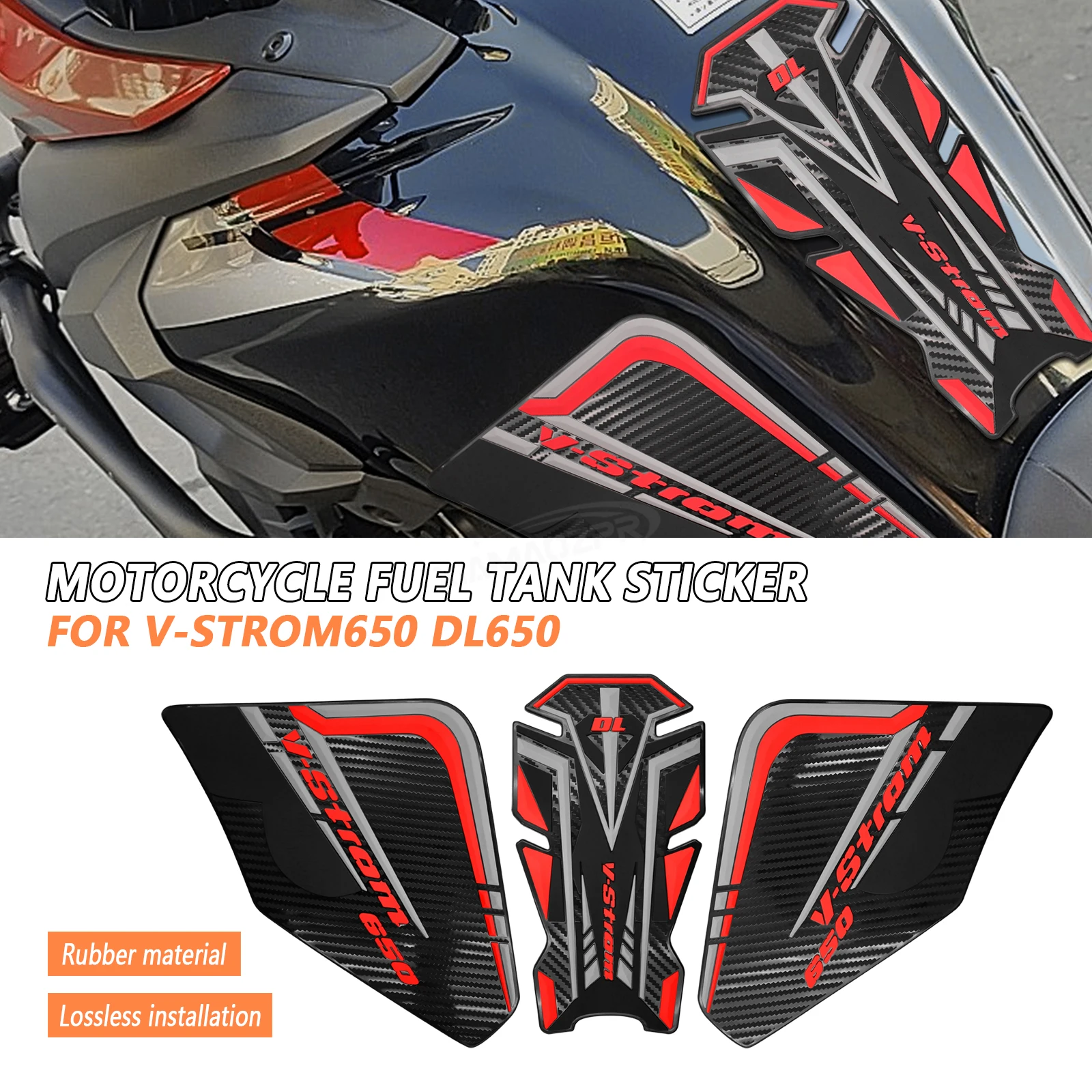 

Motorcycle tank pad Non-slip Side Fuel Tank Stickers Waterproof Pad Rubber Sticker For VSTROM 650 V-STROM 650 DL650 2017-2023